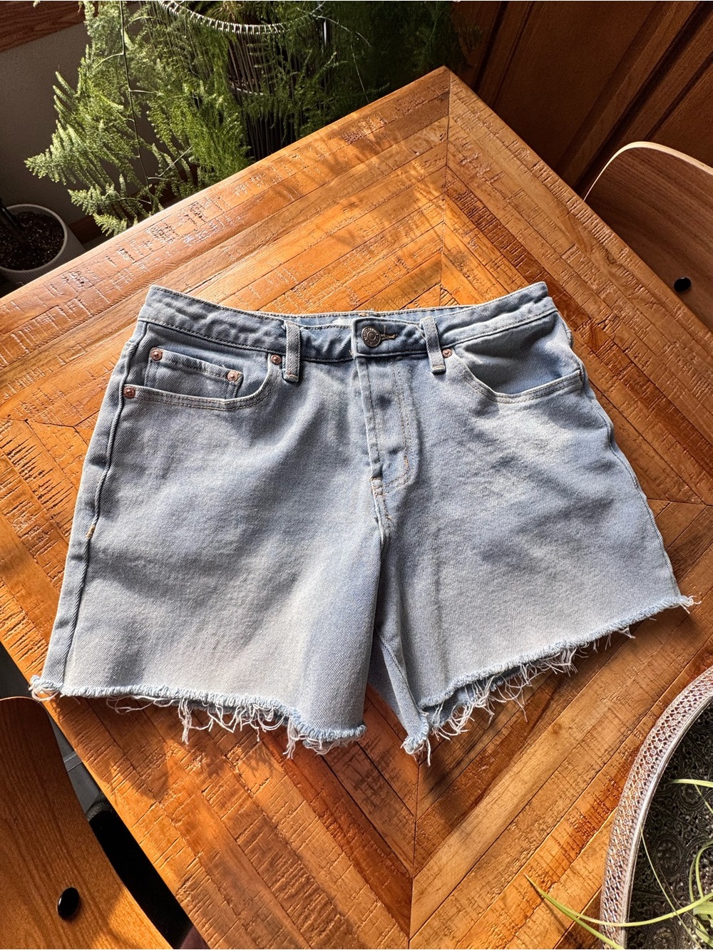Almost Famous Light Blue Denim Cutoff Shorts with Frayed Hem